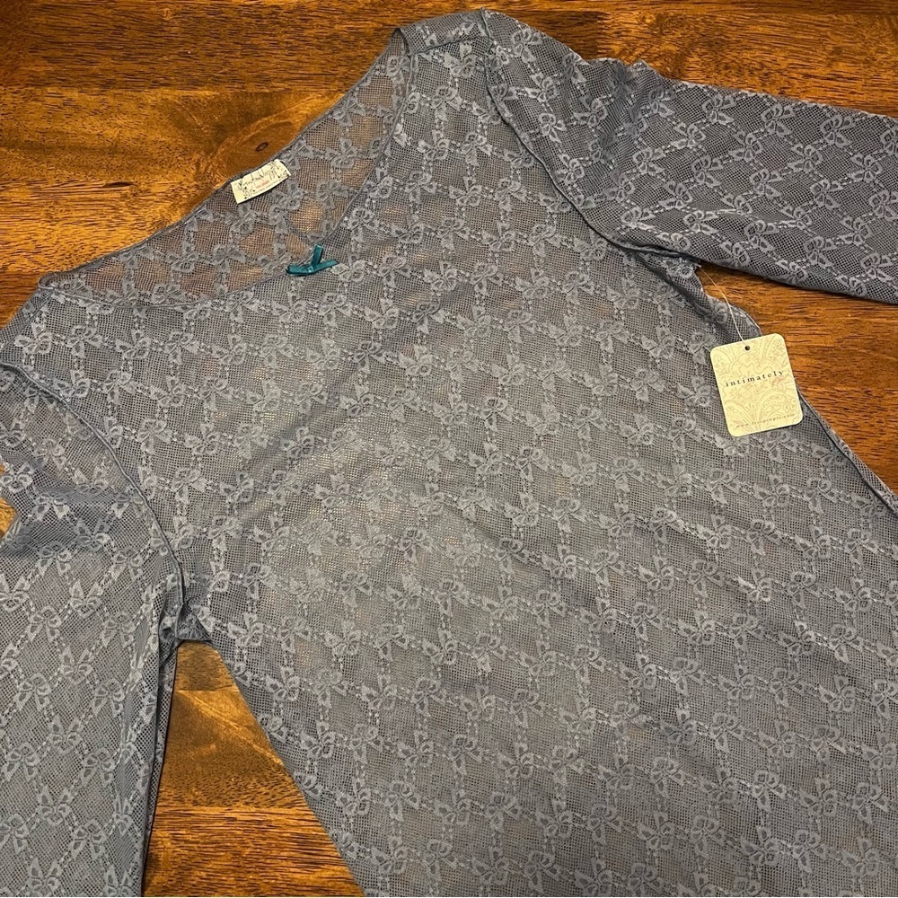 NWT FREE PEOPLE From Me To You Long Sleeve / Dusty Blue Grey Size Small - Picture 2 of 13